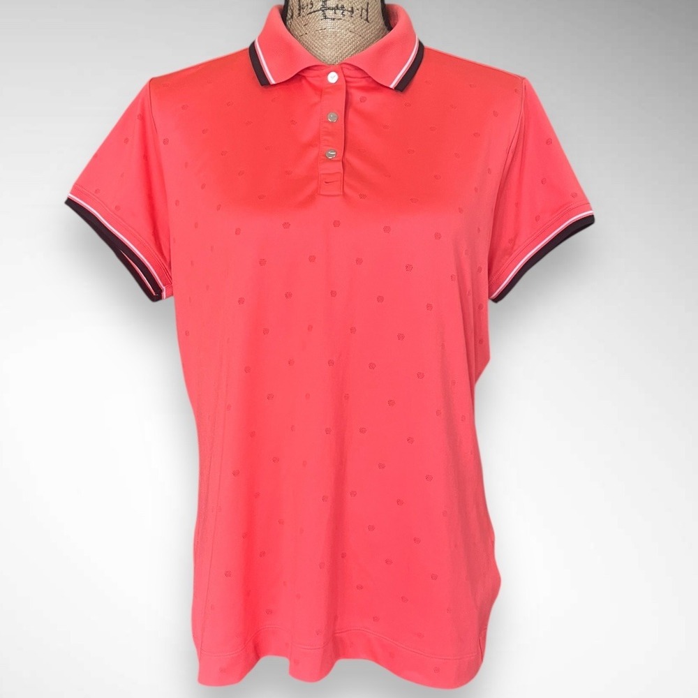 NIKE GOLF Women's Tangerine Dri Fit Short Sleeve Polo Shirt Large | EUC
